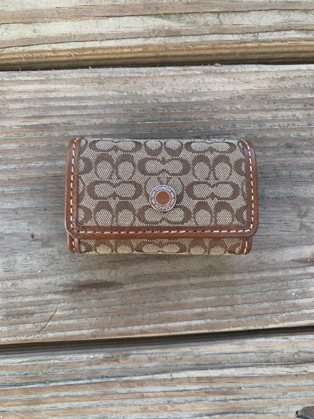 Rare Coach Tan and Brown Signature Contact Lens Case